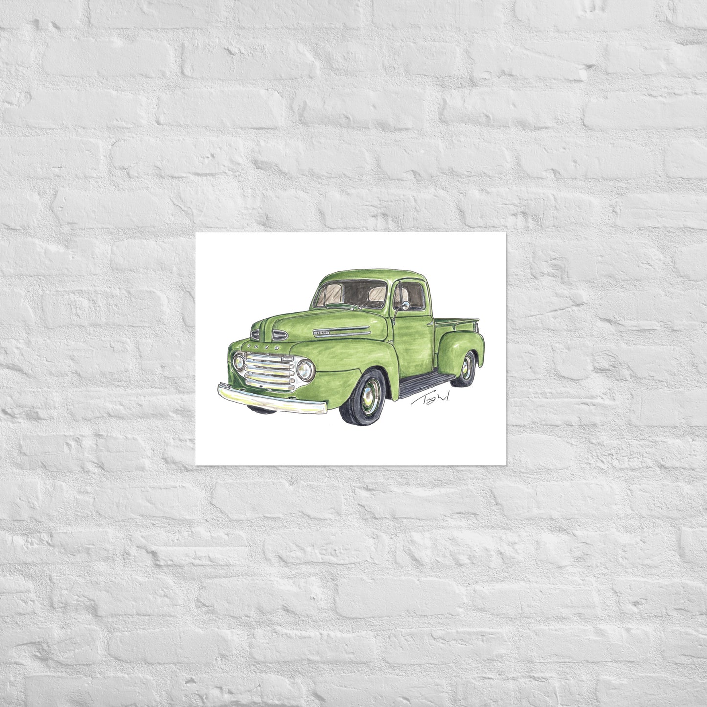 Vintage 1949 F Truck Green Poster