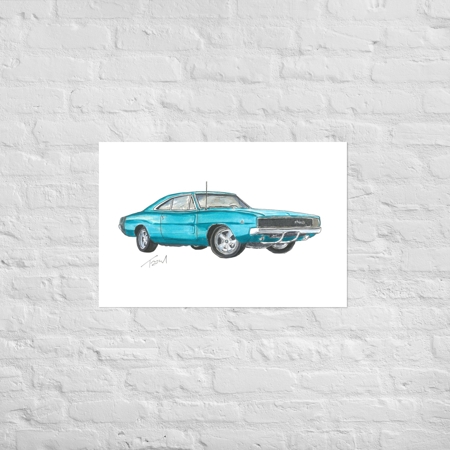 1968 Charger Blue Poster