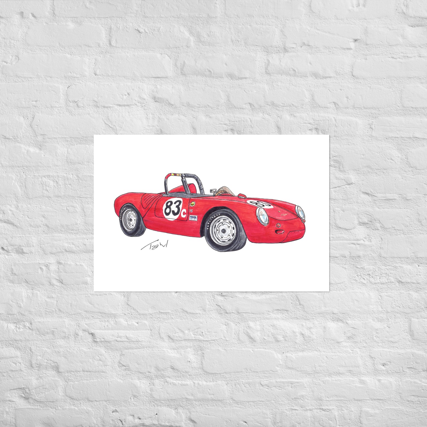 1955 P 550A Spyder Red Poster