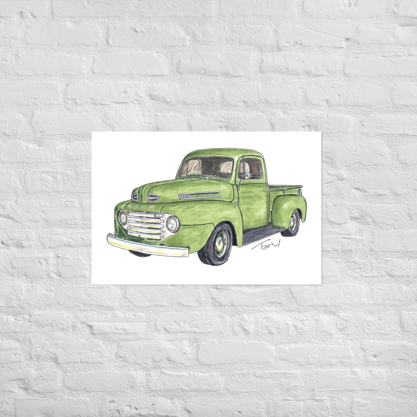 Vintage 1949 F Truck Green Poster