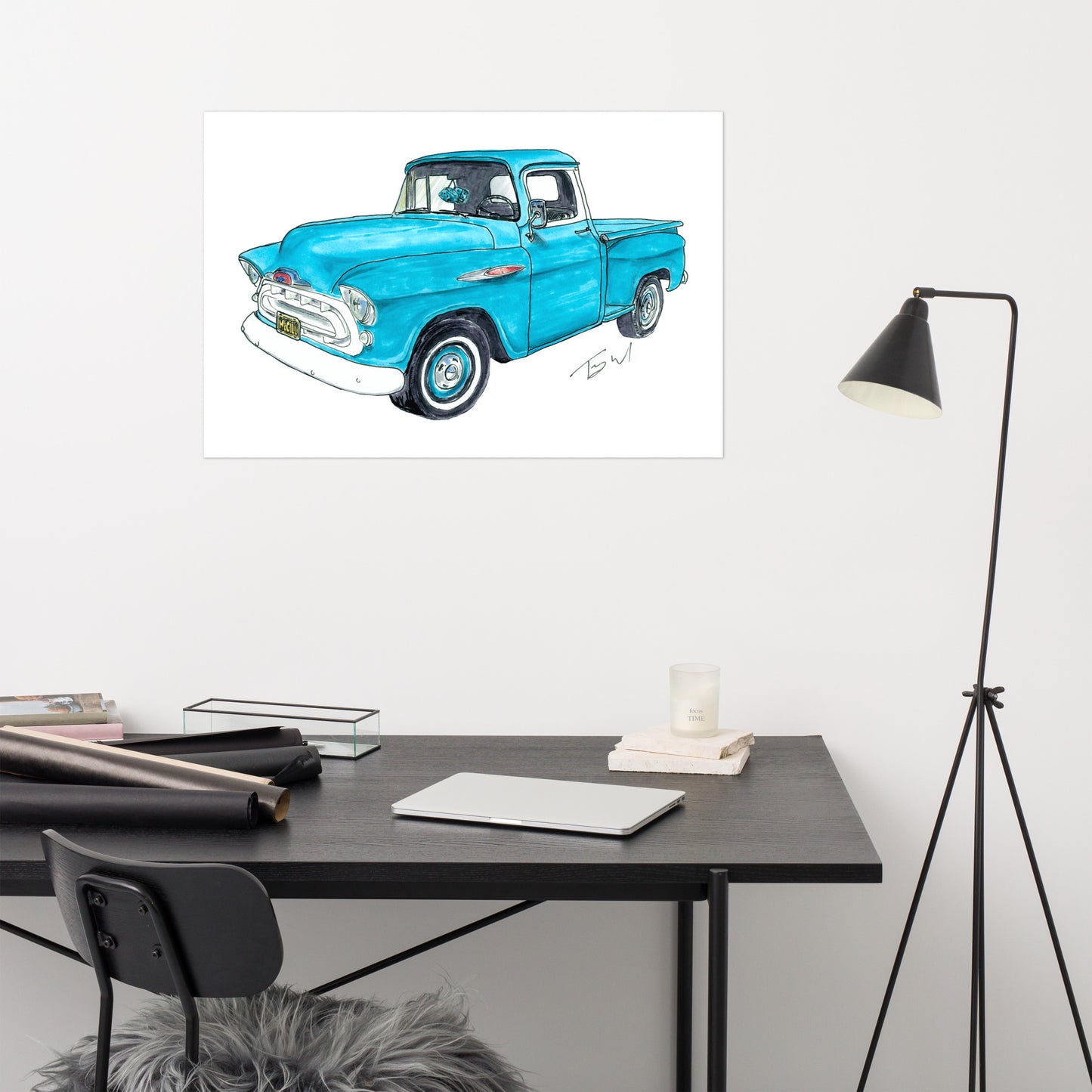 Vintage 1957 C Truck Blue Poster