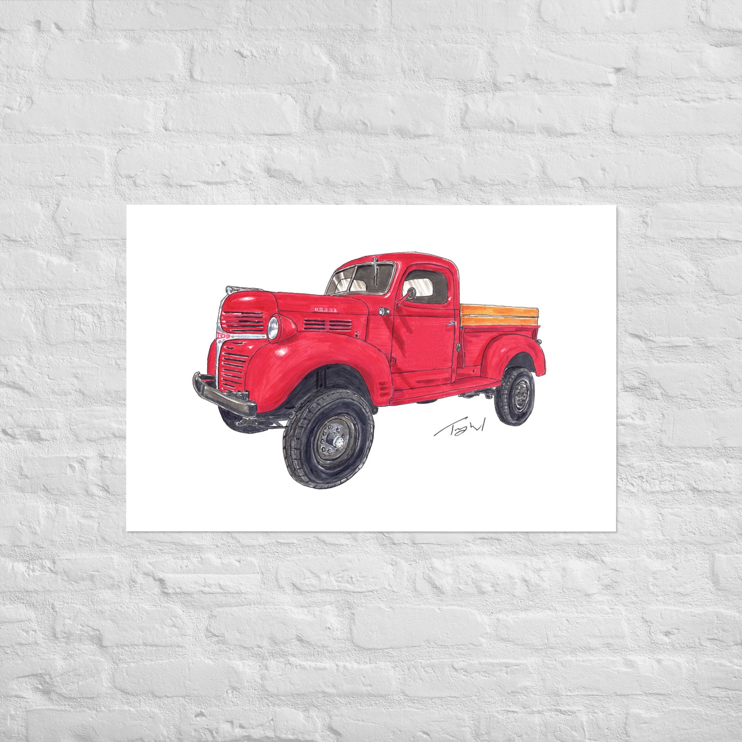 Vintage 1946 D Red Truck Poster