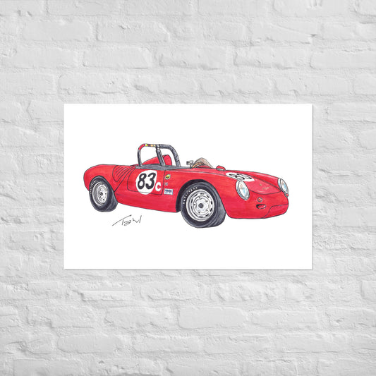 1955 P 550A Spyder Red Poster