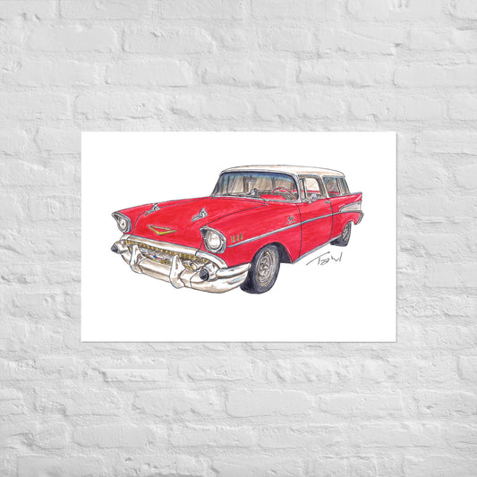 1957 C Belair Nomad Wagon Red-White Poster