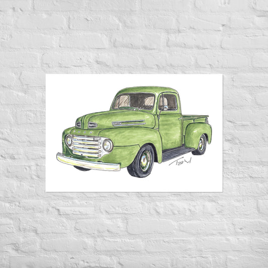Vintage 1949 F Truck Green Poster