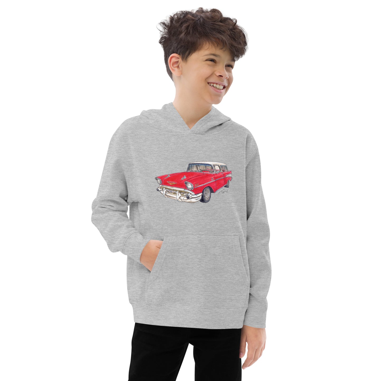 1957 C Belair Nomad Wagon Red-White Kids fleece hoodie