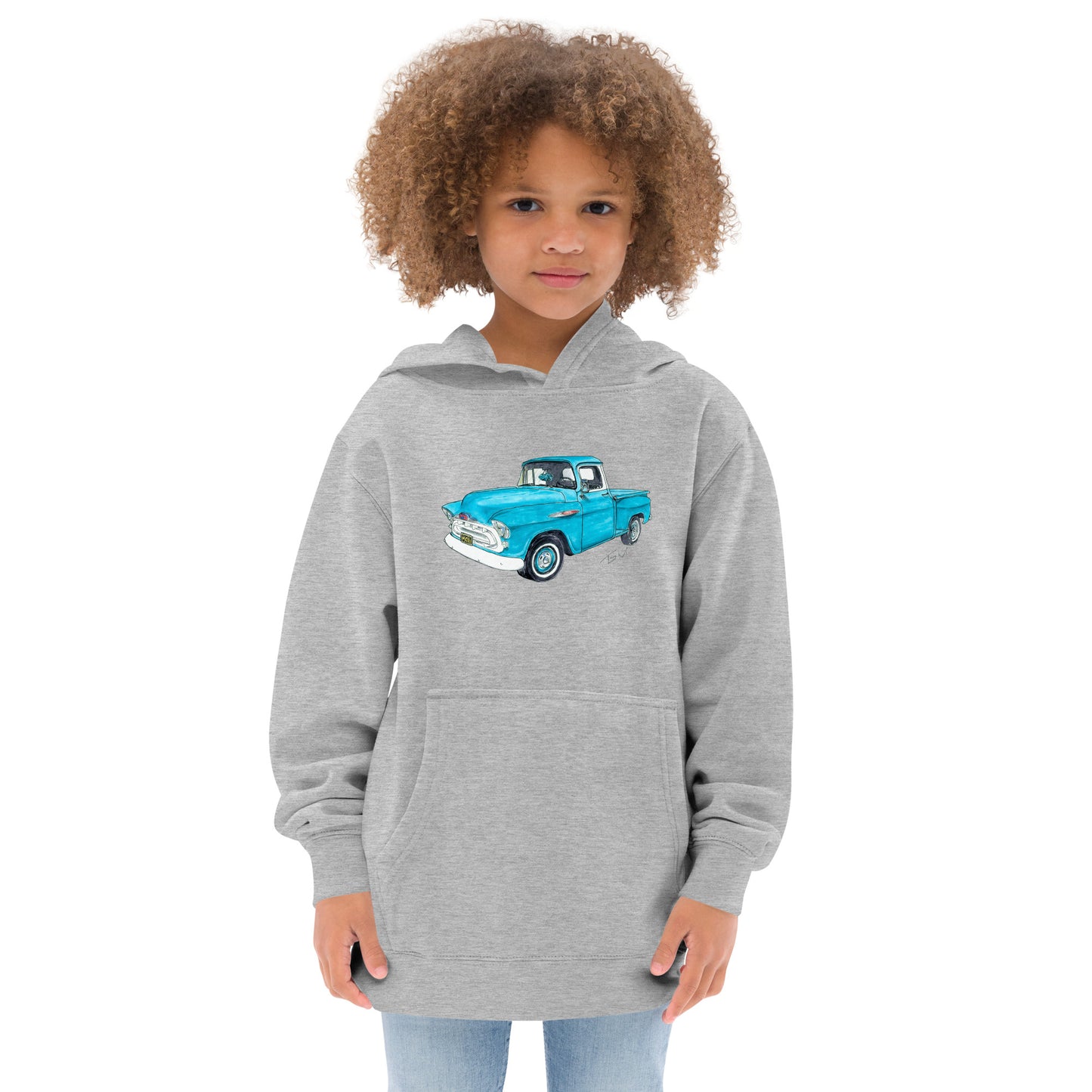 Vintage 1957 C Truck Blue Kids fleece hoodie