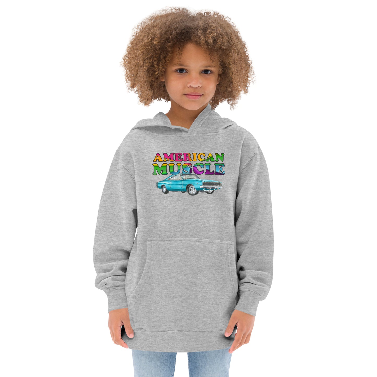 1968 Charger Blue American Muscle Kids fleece hoodie