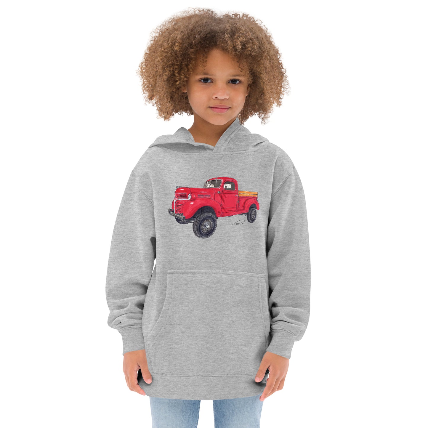 Vintage 1946 D Red Truck Kids fleece hoodie