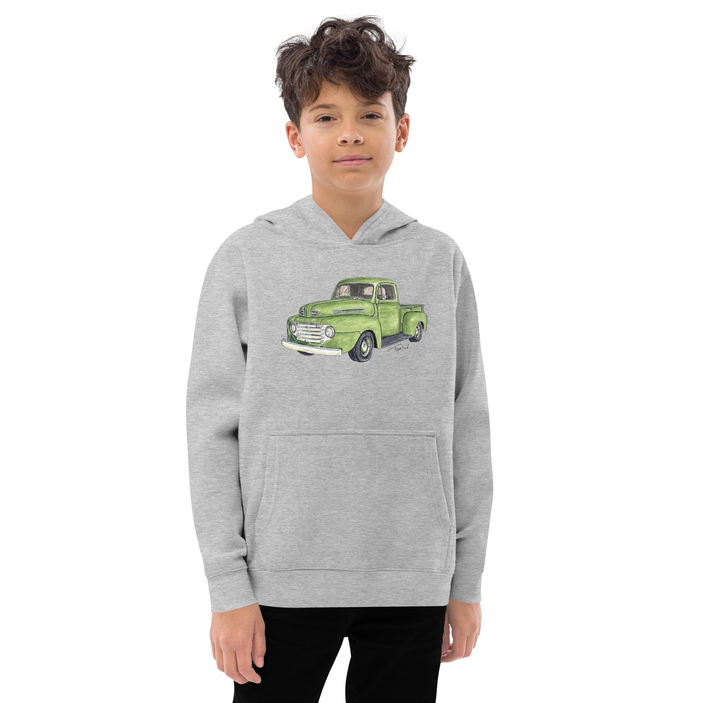 Vintage 1949 F Truck Green Kids fleece hoodie