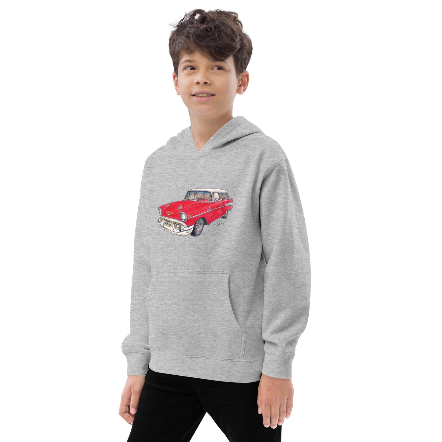 1957 C Belair Nomad Wagon Red-White Kids fleece hoodie