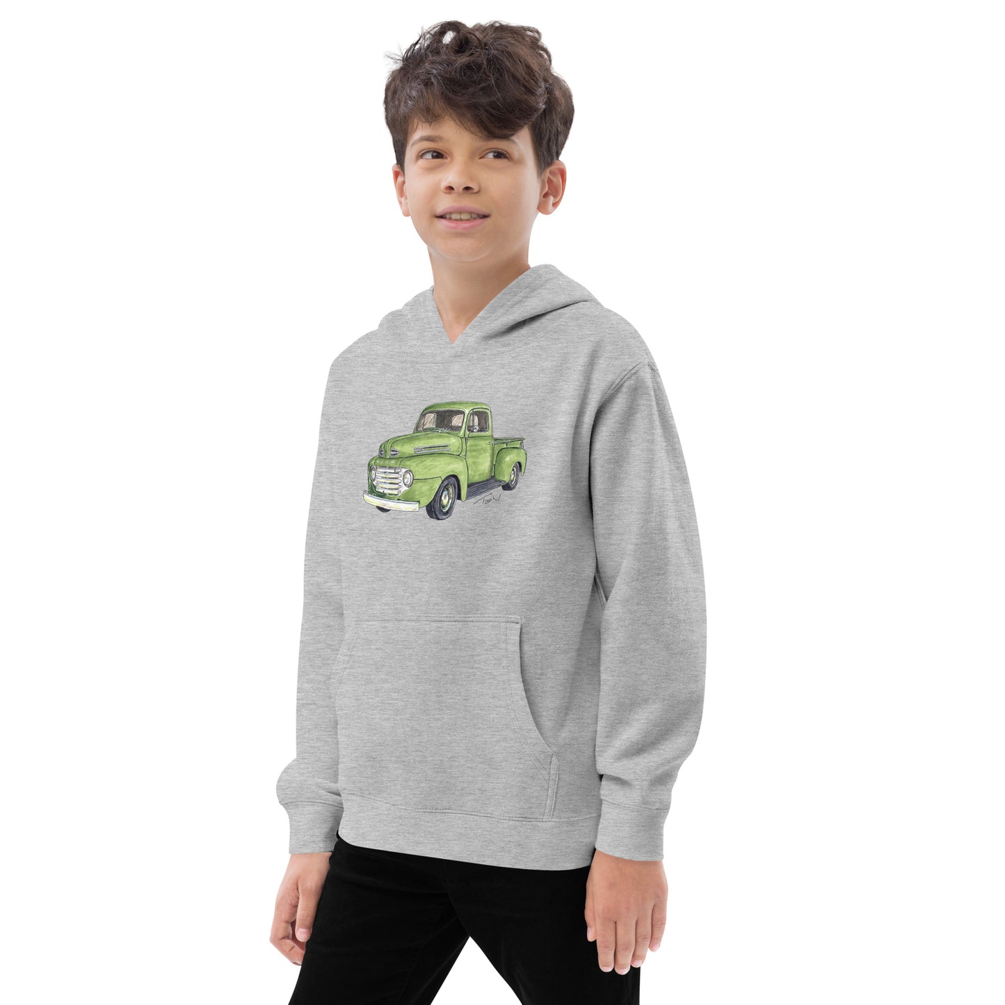 Vintage 1949 F Truck Green Kids fleece hoodie