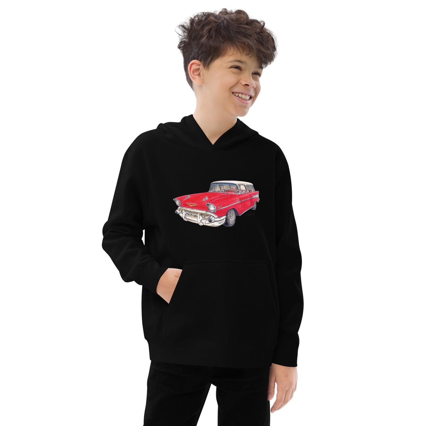 1957 C Belair Nomad Wagon Red-White Kids fleece hoodie