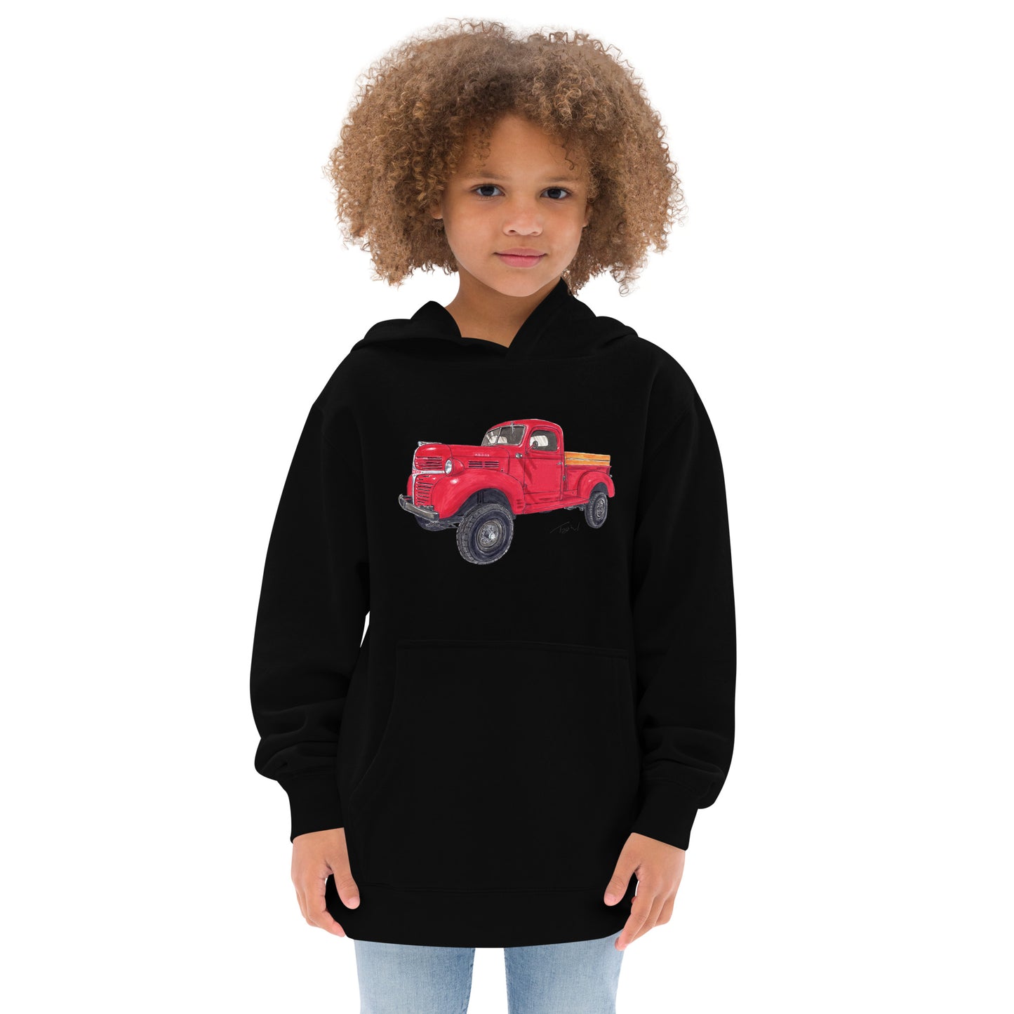 Vintage 1946 D Red Truck Kids fleece hoodie