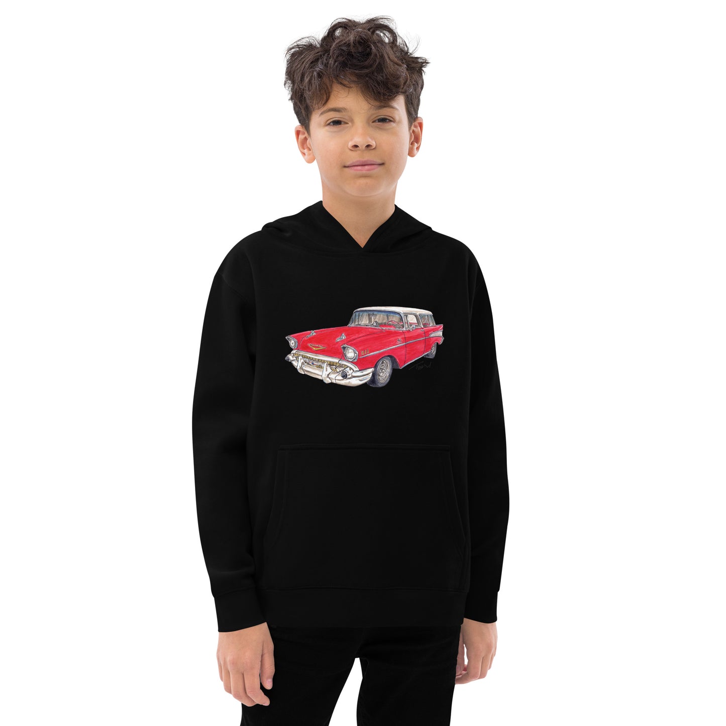 1957 C Belair Nomad Wagon Red-White Kids fleece hoodie