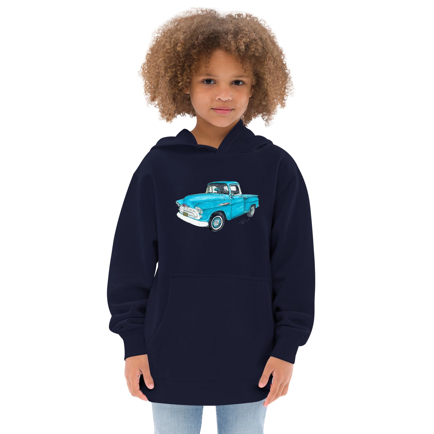 Vintage 1957 C Truck Blue Kids fleece hoodie