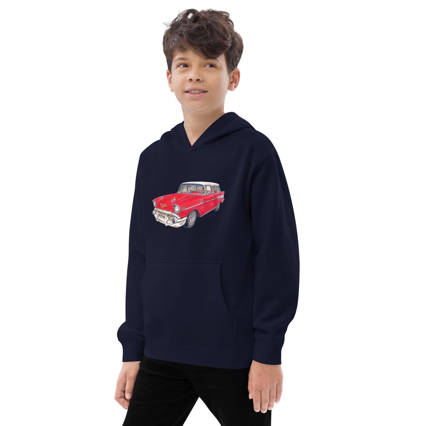 1957 C Belair Nomad Wagon Red-White Kids fleece hoodie