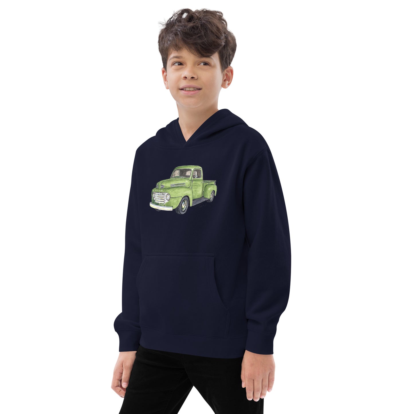 Vintage 1949 F Truck Green Kids fleece hoodie