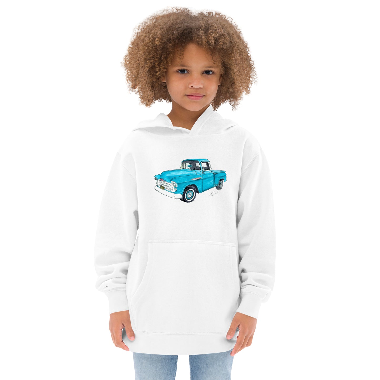 Vintage 1957 C Truck Blue Kids fleece hoodie