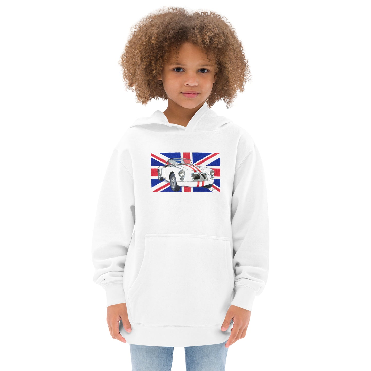 British 1962 MGA Union Jack Kids fleece hoodie