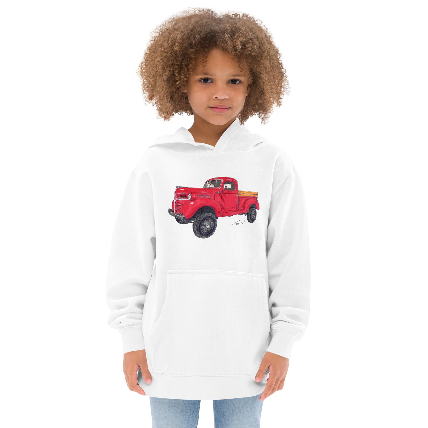 Vintage 1946 D Red Truck Kids fleece hoodie