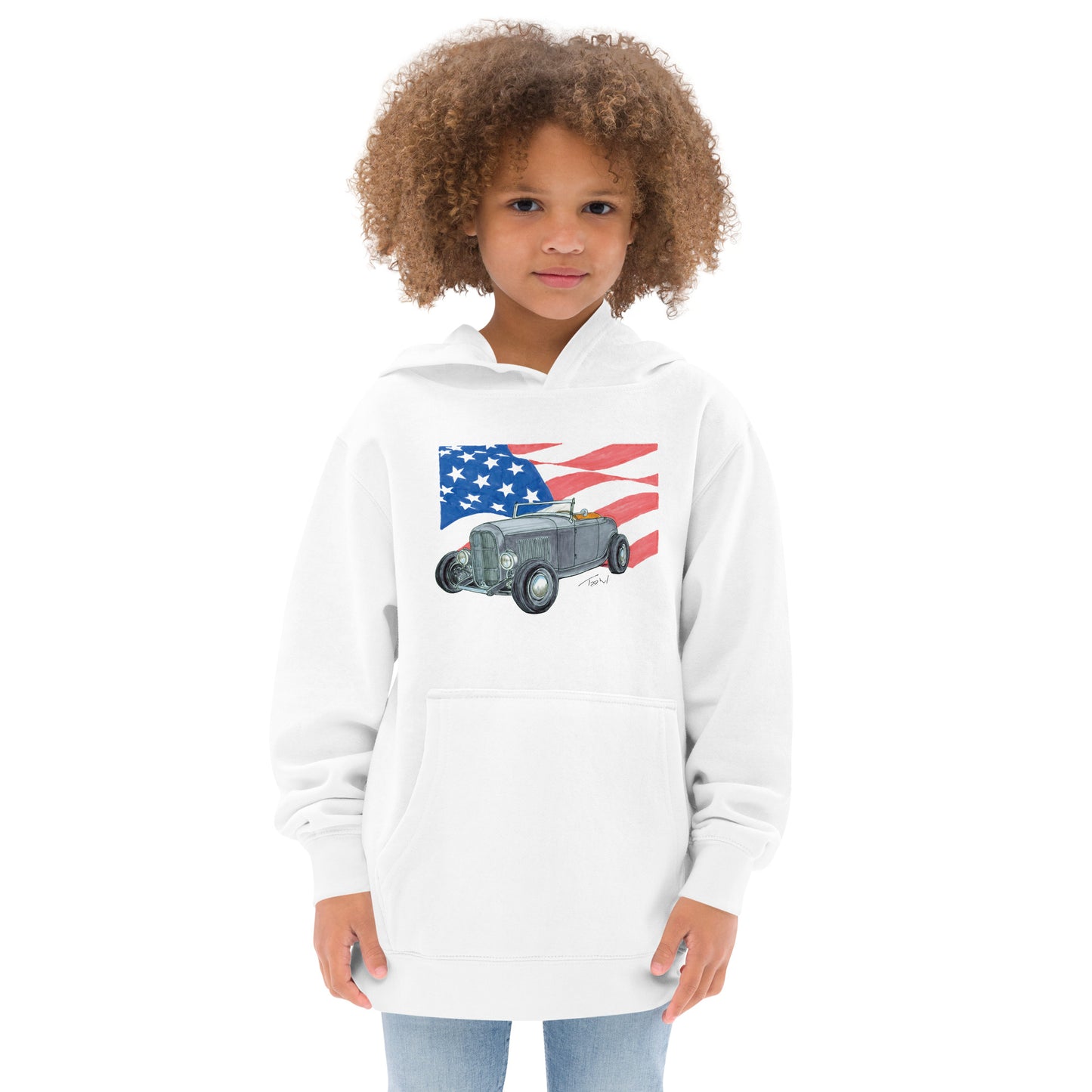 1932 F Roadster USA Flag Kids fleece hoodie