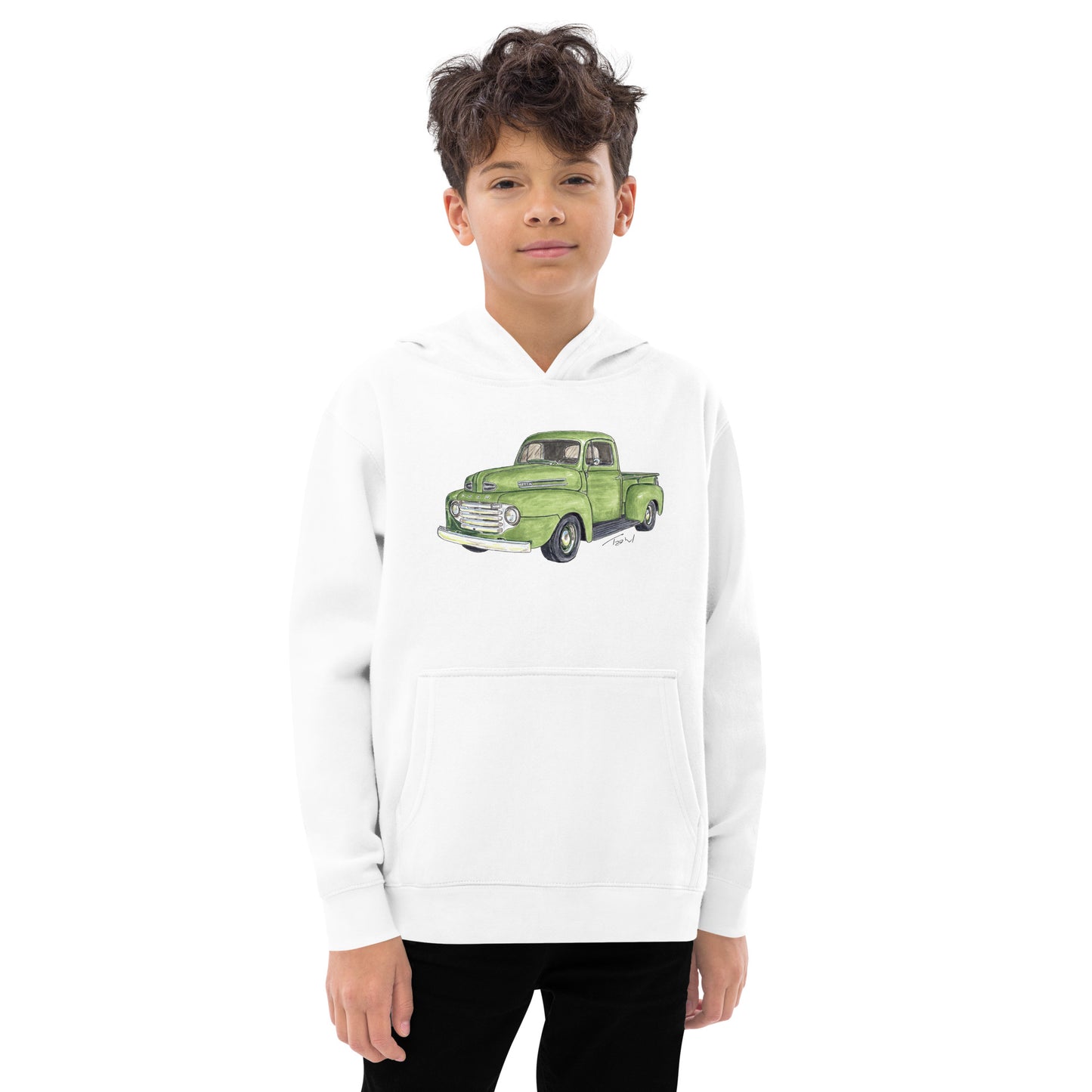 Vintage 1949 F Truck Green Kids fleece hoodie