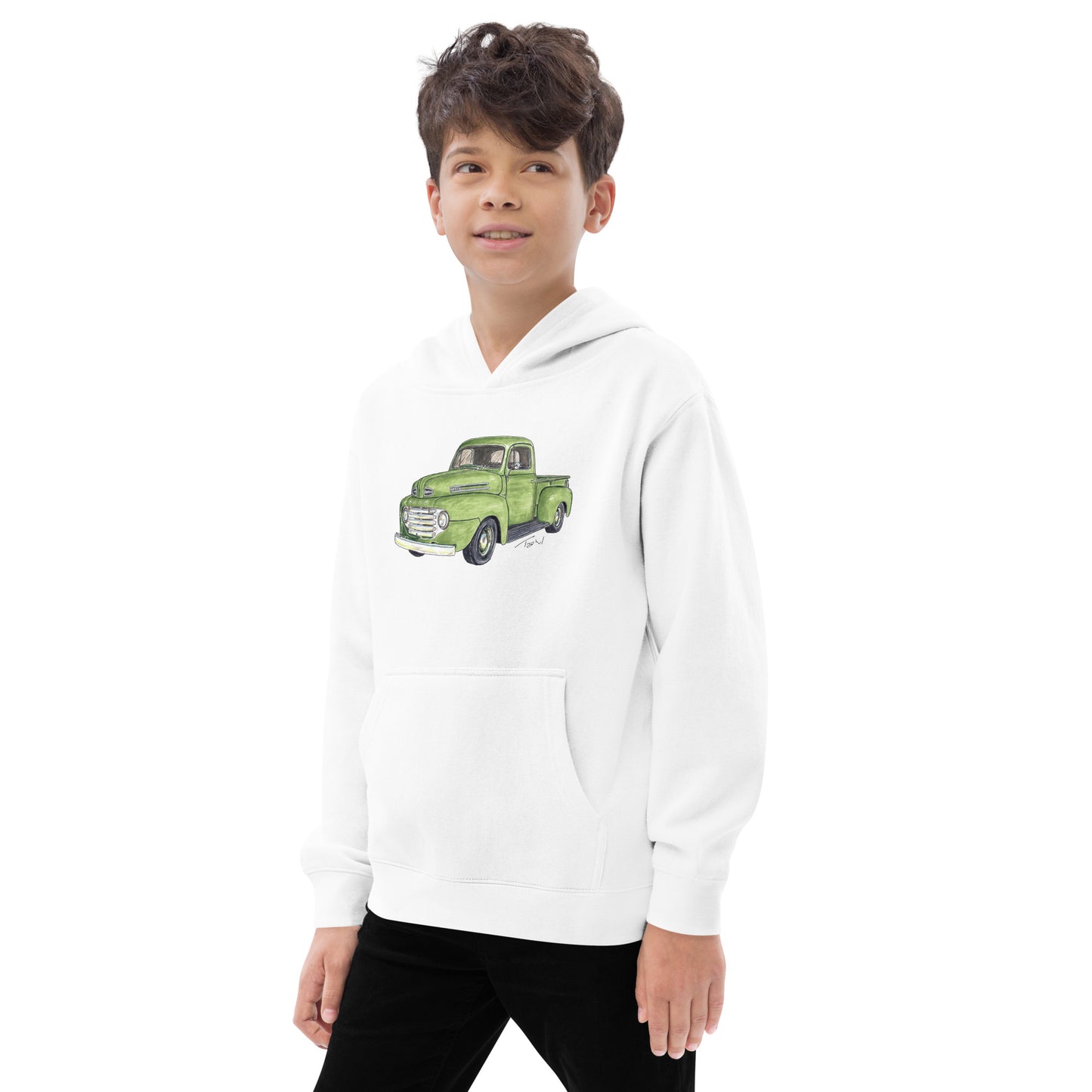 Vintage 1949 F Truck Green Kids fleece hoodie