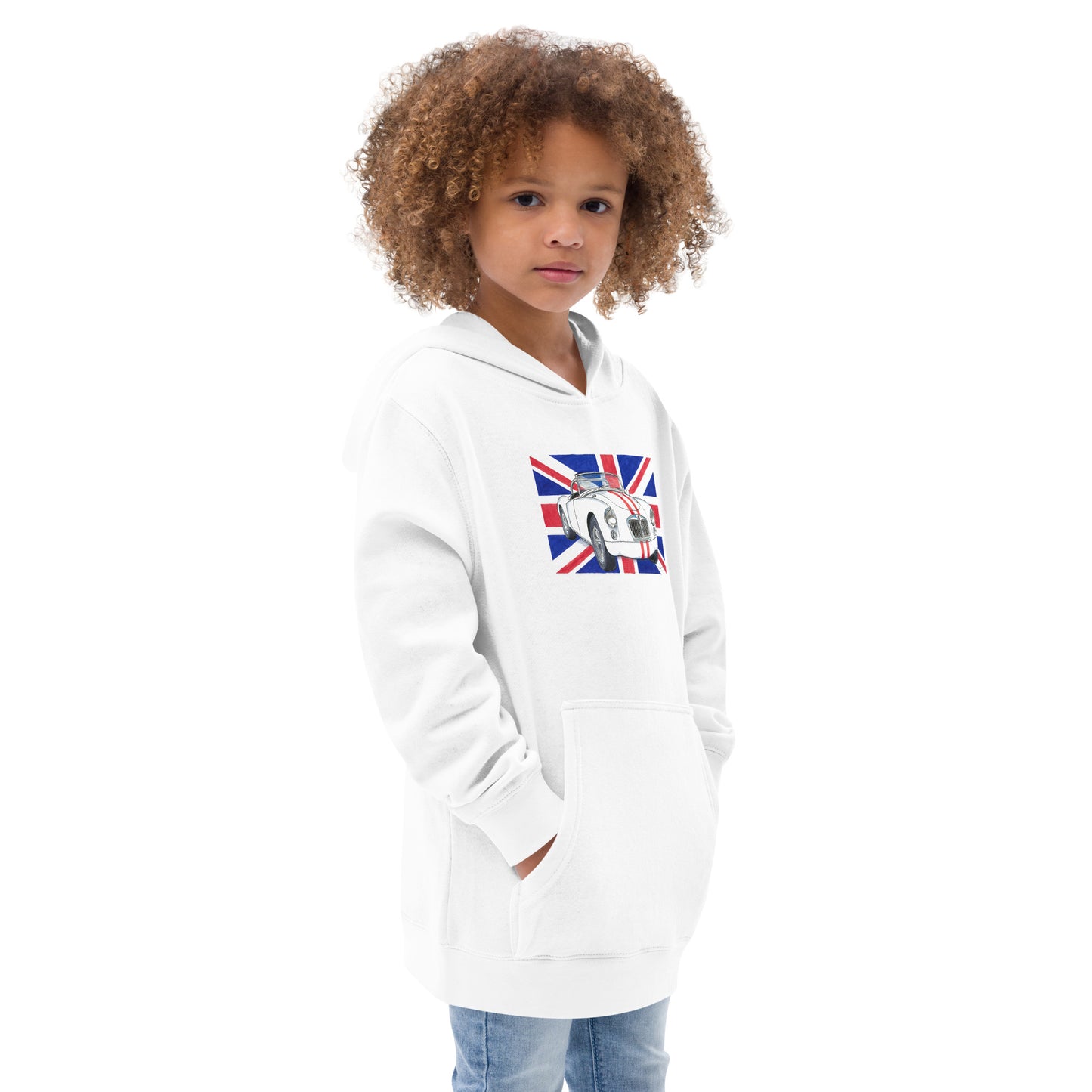 British 1962 MGA Union Jack Kids fleece hoodie