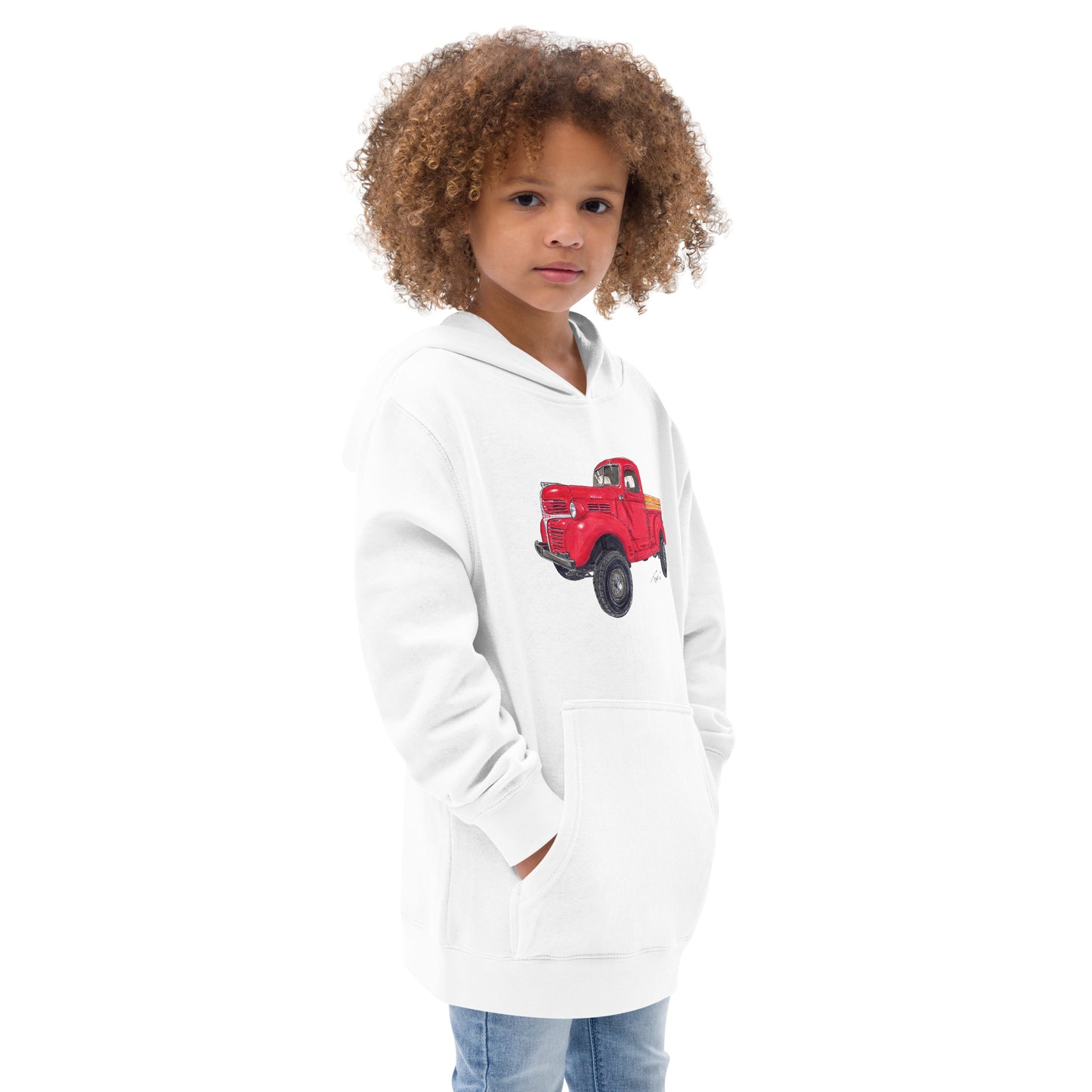 Vintage 1946 D Red Truck Kids fleece hoodie