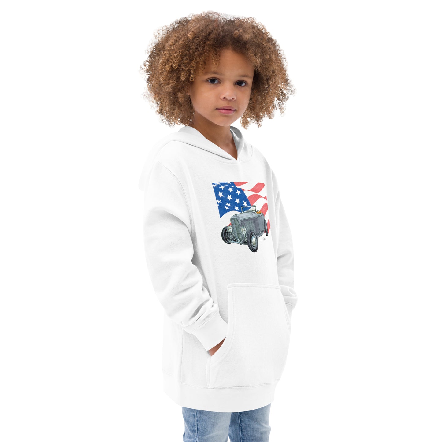 1932 F Roadster USA Flag Kids fleece hoodie