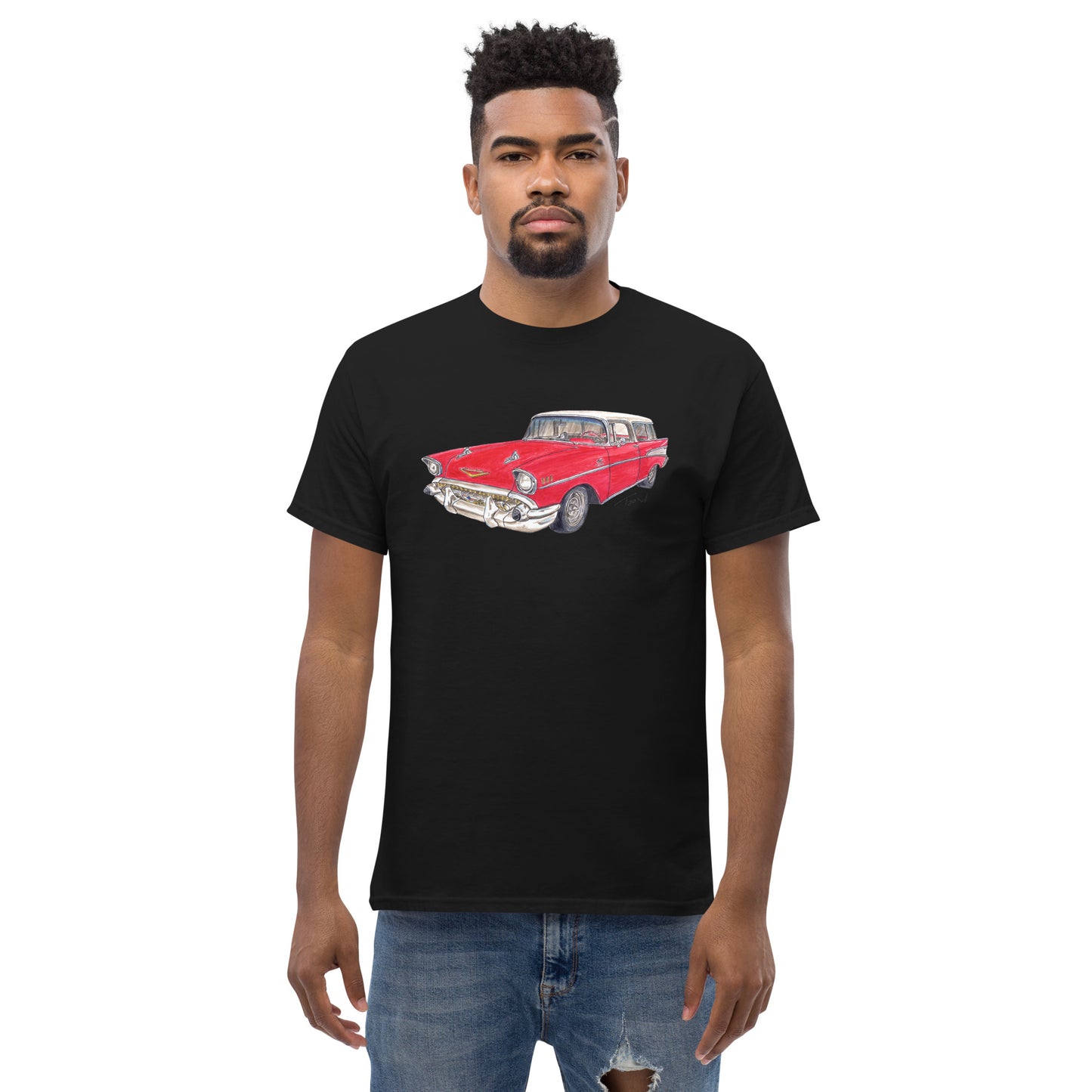 1957 C Belair Nomad Wagon Red-White Men's classic tee