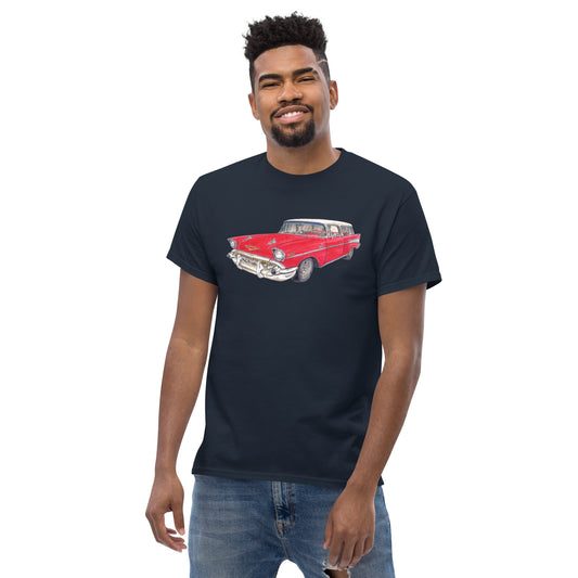 1957 C Belair Nomad Wagon Red-White Men's classic tee