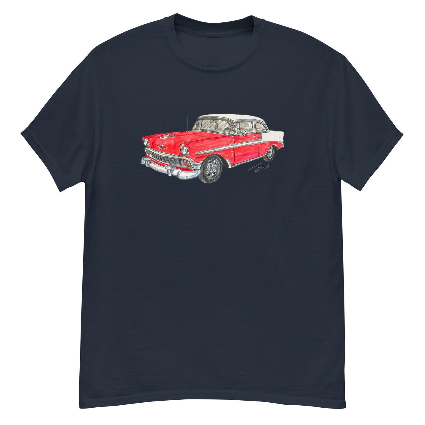 Classic 1956 C 2 Door Post Red-White Men's classic tee