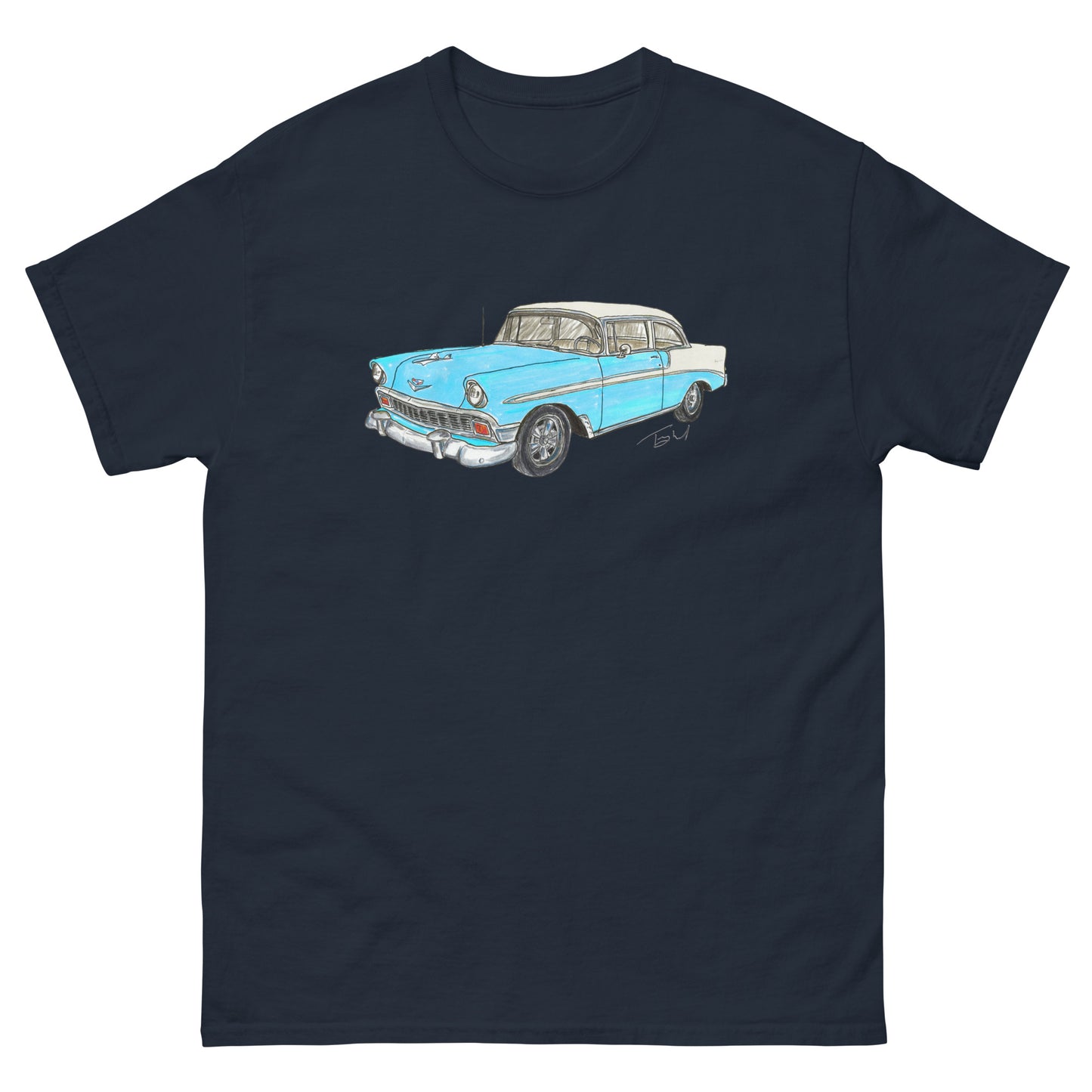 Classic 1956 C 2 Door Post Blue-White Men's classic tee