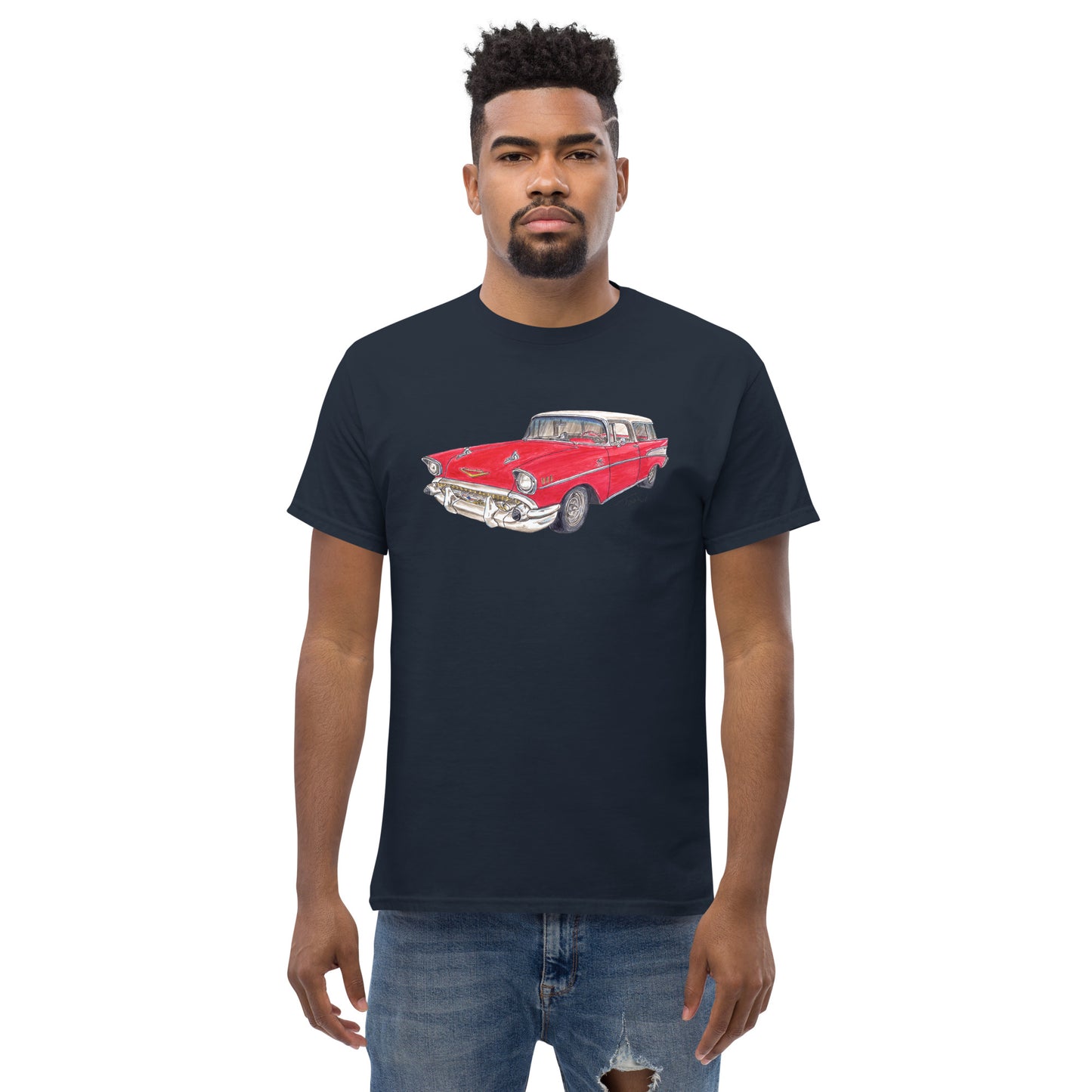 1957 C Belair Nomad Wagon Red-White Men's classic tee