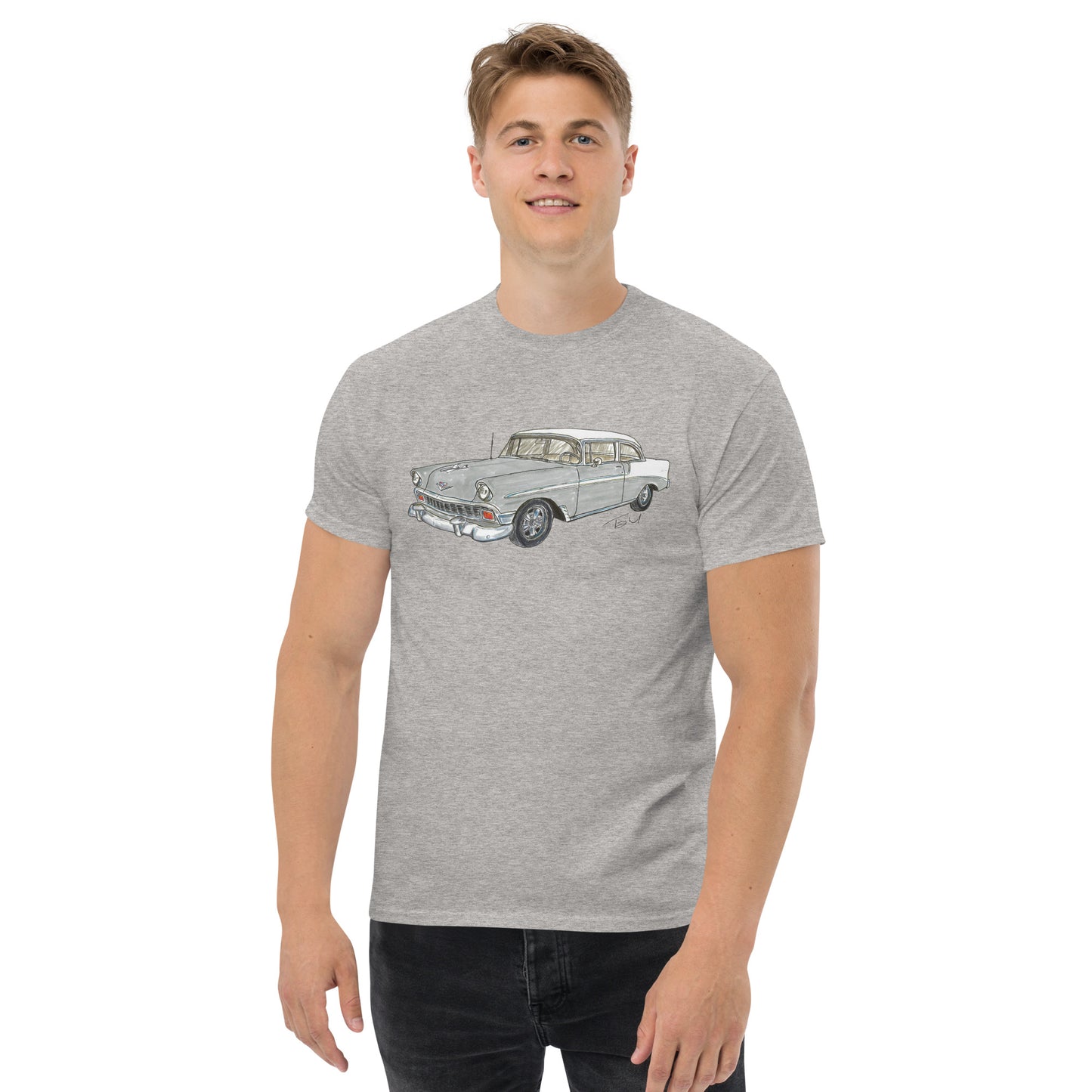 Classic 1956 C 2 Door Post Gray-White Men's classic tee