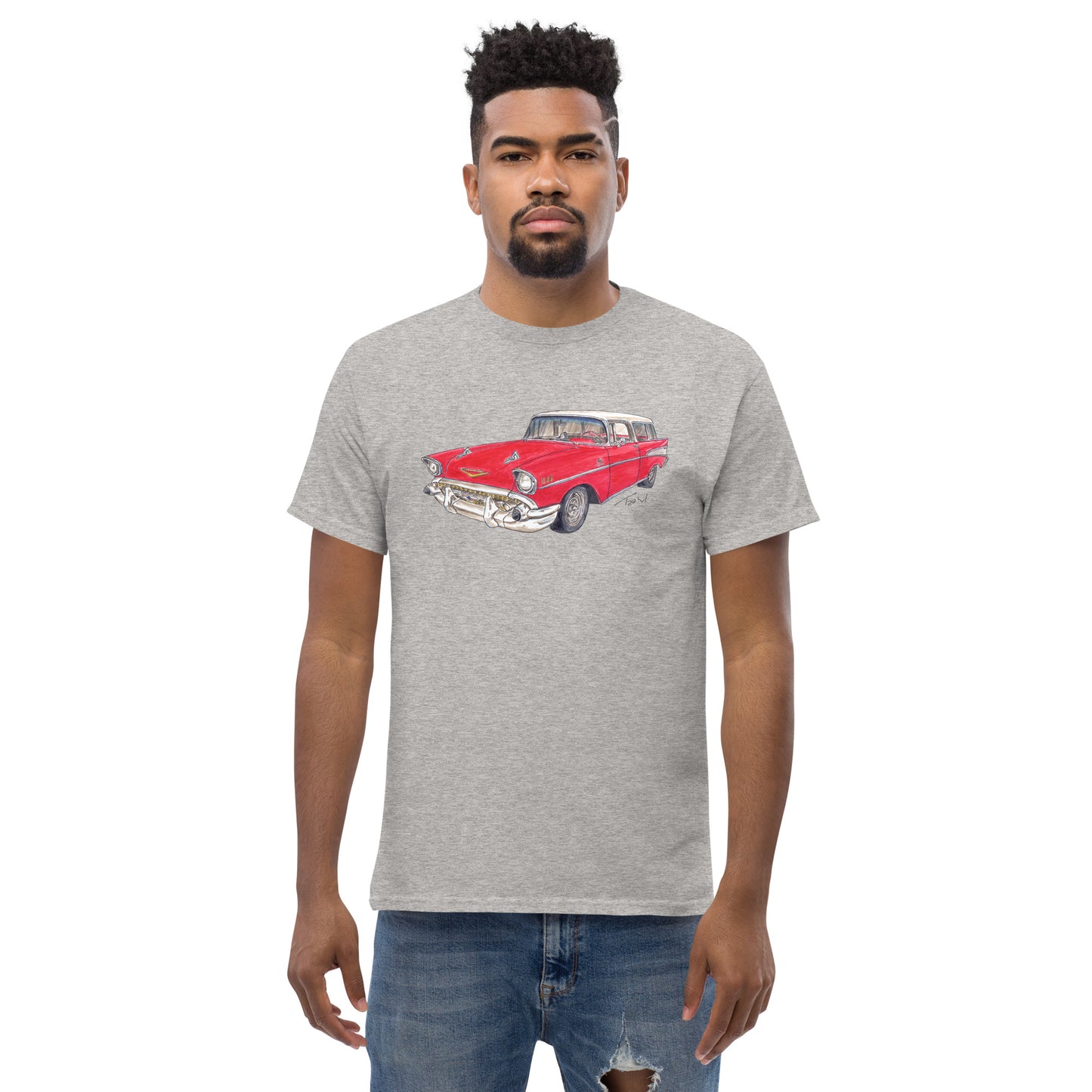 1957 C Belair Nomad Wagon Red-White Men's classic tee