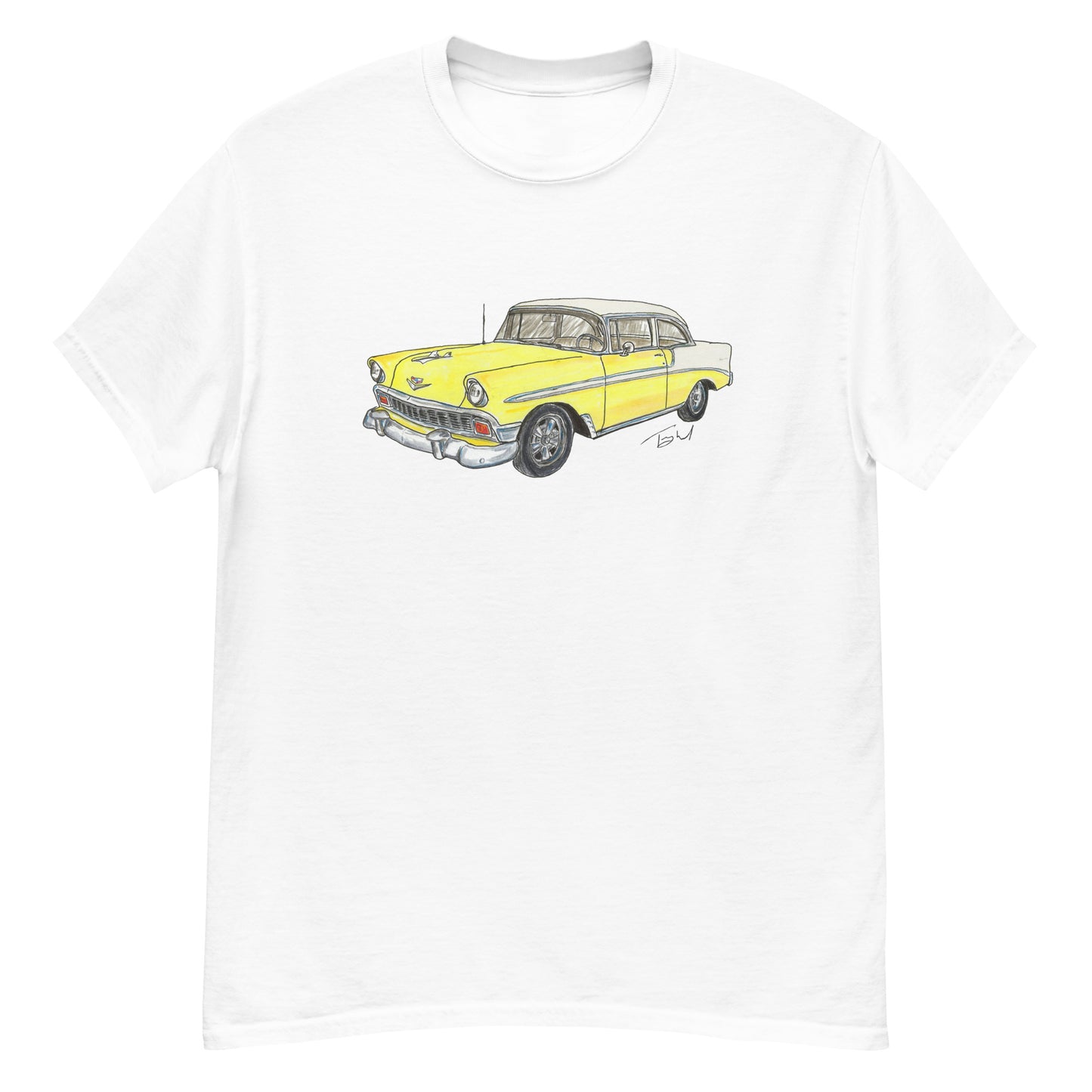 Classic 1956 C 2 Door Post Yellow-White Men's classic tee