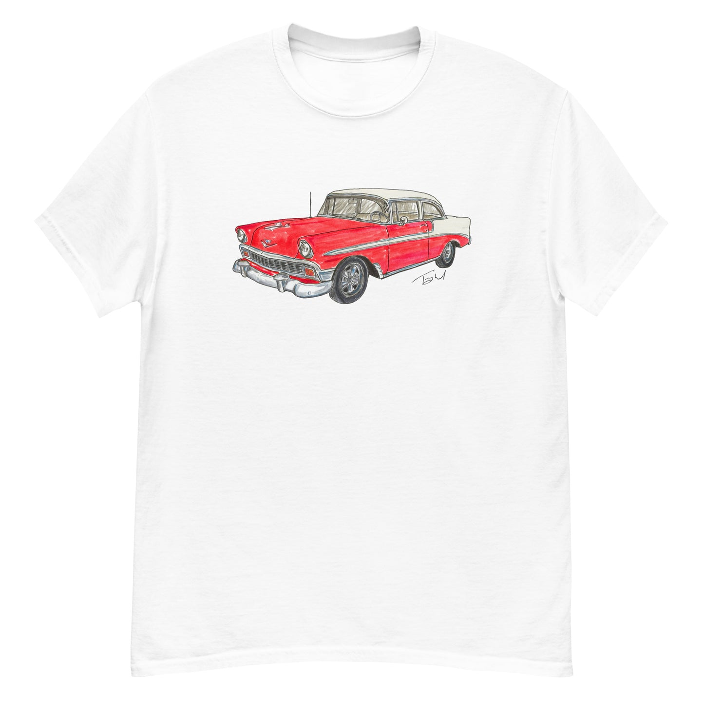 Classic 1956 C 2 Door Post Red-White Men's classic tee