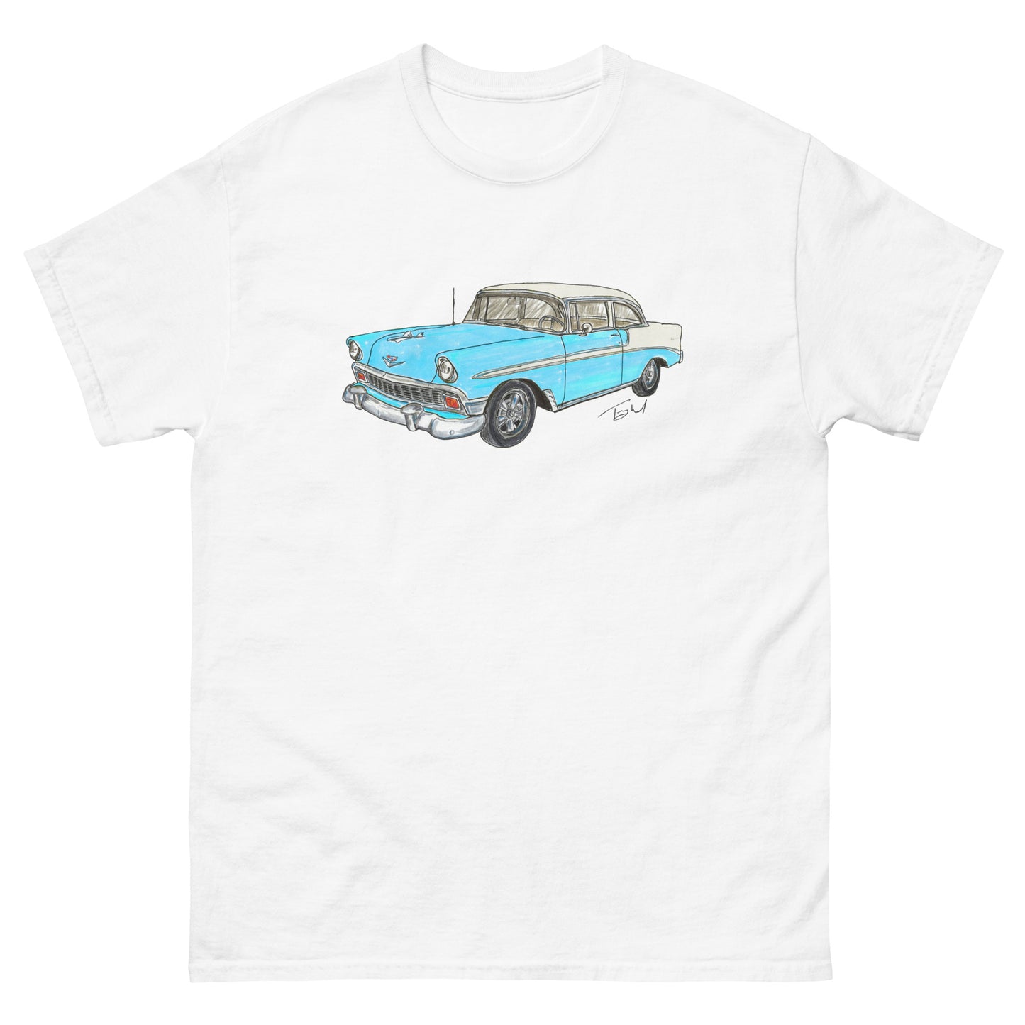 Classic 1956 C 2 Door Post Blue-White Men's classic tee