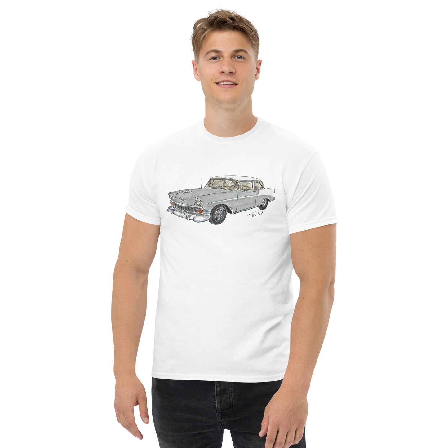 Classic 1956 C 2 Door Post Gray-White Men's classic tee