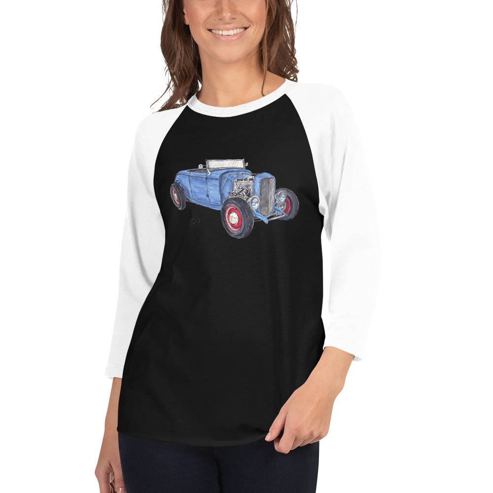 1932 F Roadster Flathead 3/4 sleeve raglan shirt