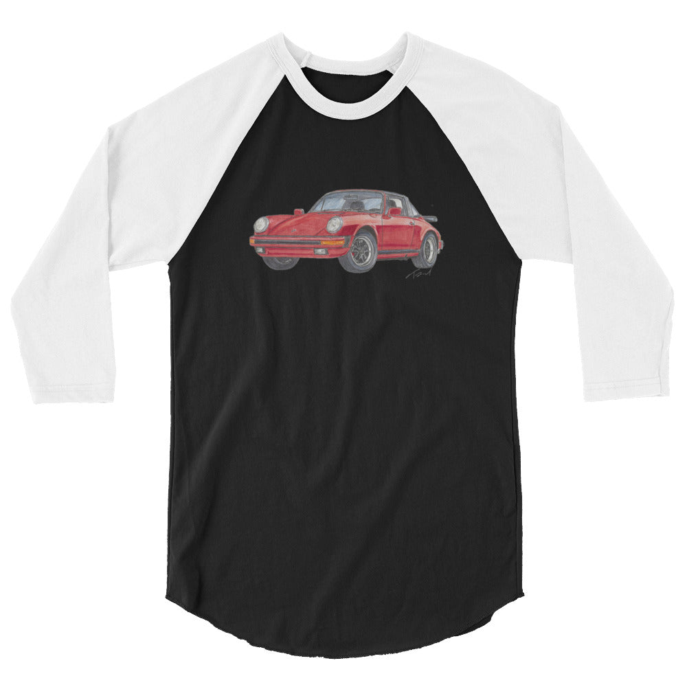 1975 911 Targa Red 3/4 sleeve raglan shirt