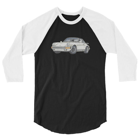 1986 911 Targa White 3/4 sleeve raglan shirt