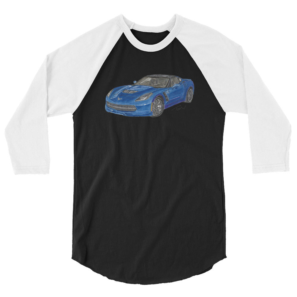 2015 C Stingray Blue 3/4 sleeve raglan shirt