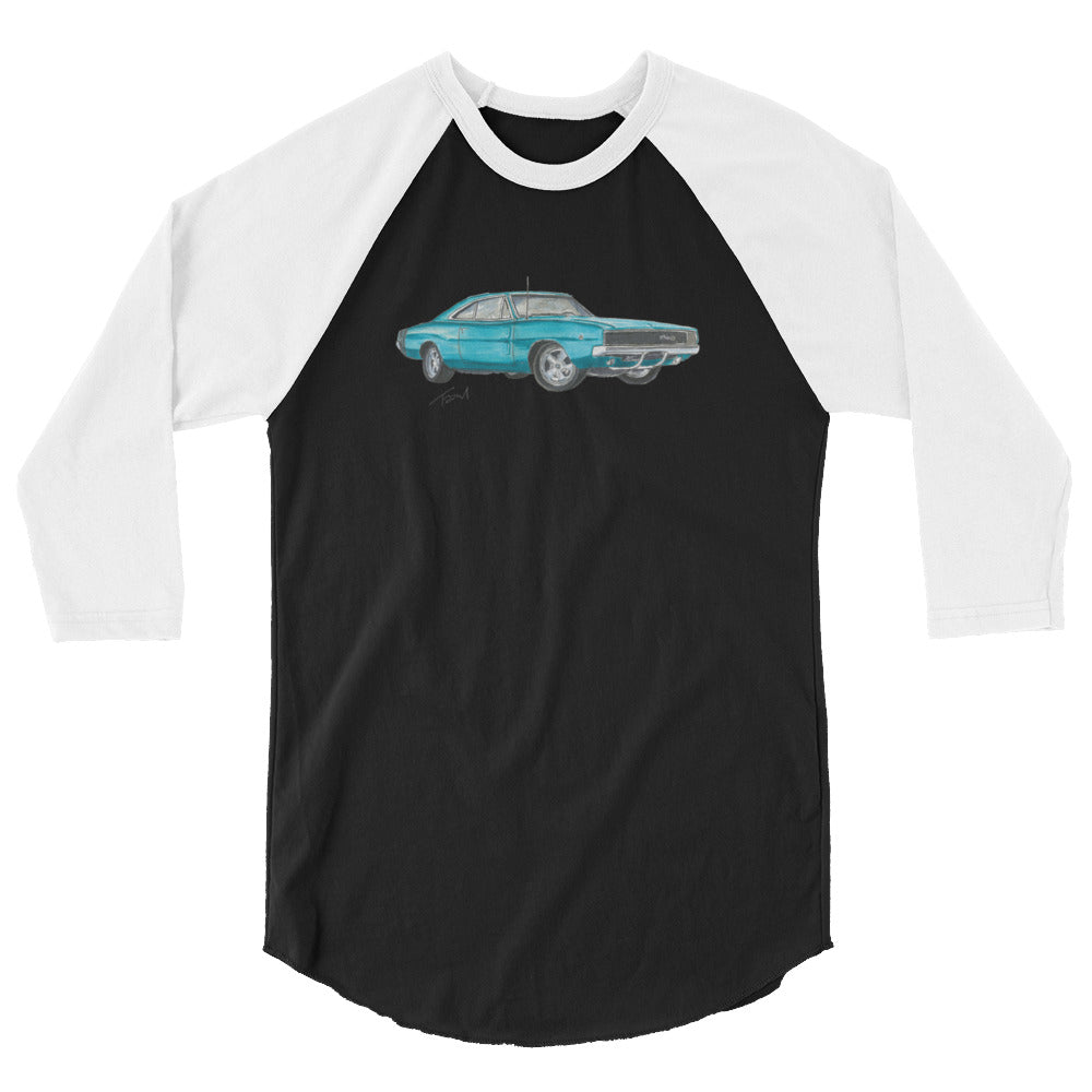 1968 Charger Blue 3/4 sleeve raglan shirt