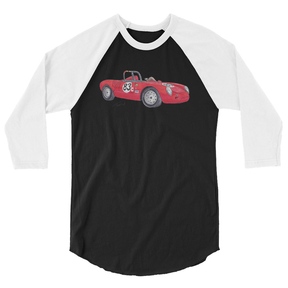 1955 P 550A Spyder Red 3/4 sleeve raglan shirt