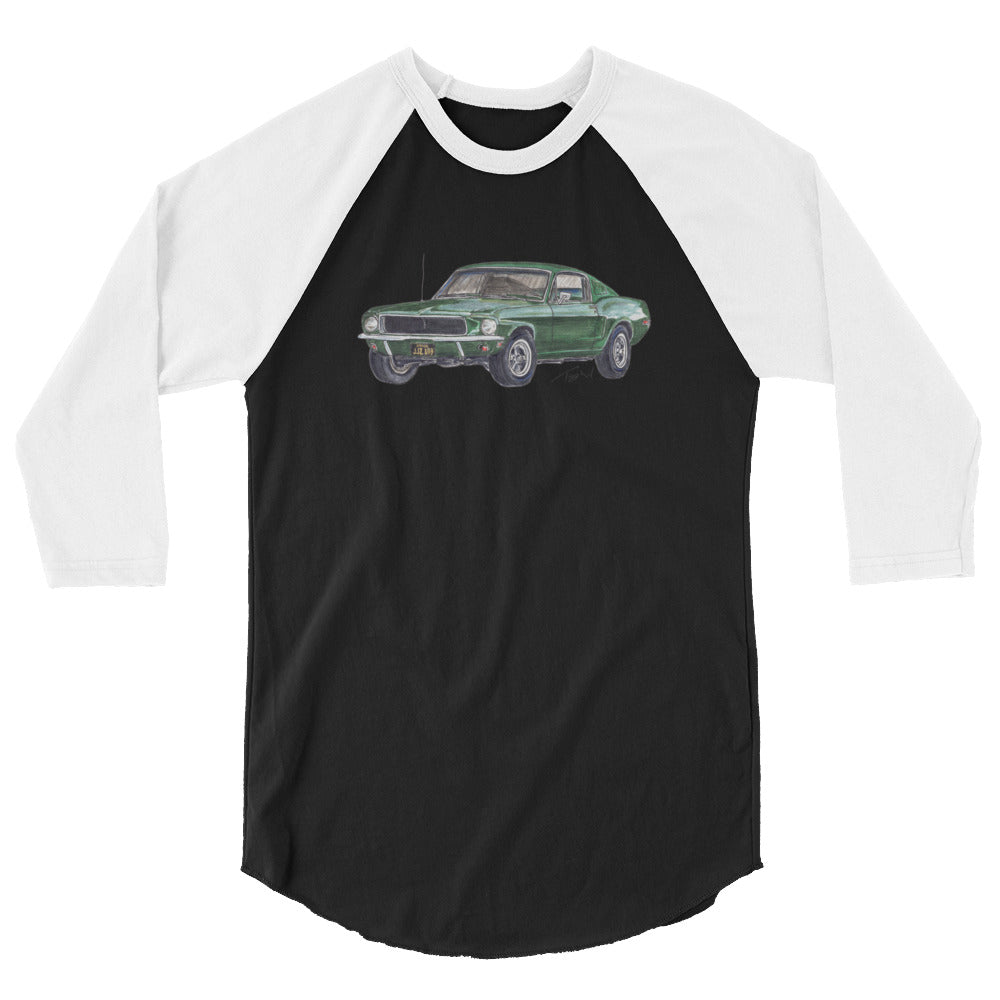 1968 B Mustang GT Green 3/4 sleeve raglan shirt