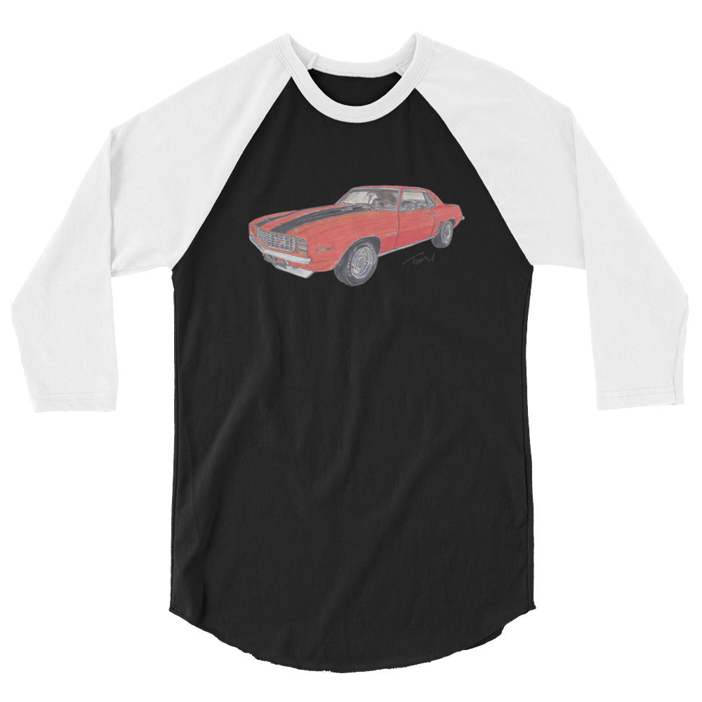 1969 C Z28 RS Orange 3/4 sleeve raglan shirt